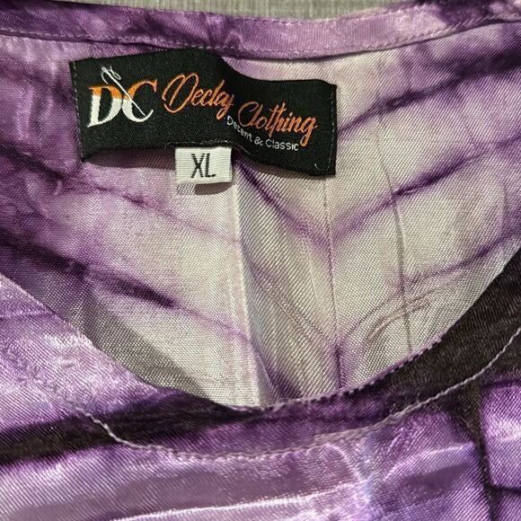 Original design, silky curved V neckline dolman maxi dress/gown. Purple tie dye. - Picture 5 of 9